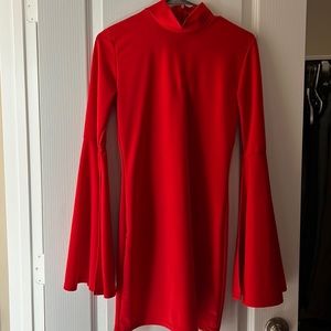 Red dress with flowy sleeves